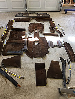 1966 BMW 2000c brown carpet set removed from car