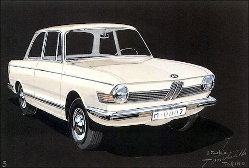 Giovanni Michelotti signed earliest draft of BMW 1600-2/2002 concept in 1961