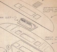 drawing showing rear vent arrangement for Coolaire Miami system for BMW 2000c