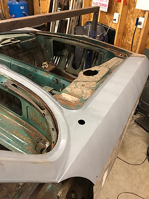 i 1966 bmw 2000c/cs roof bare metal primer application