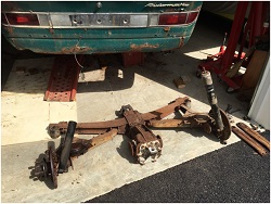 BMW 2000c rear suspension removed